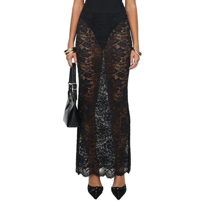 Damen Spitzen Saum Rock Drune