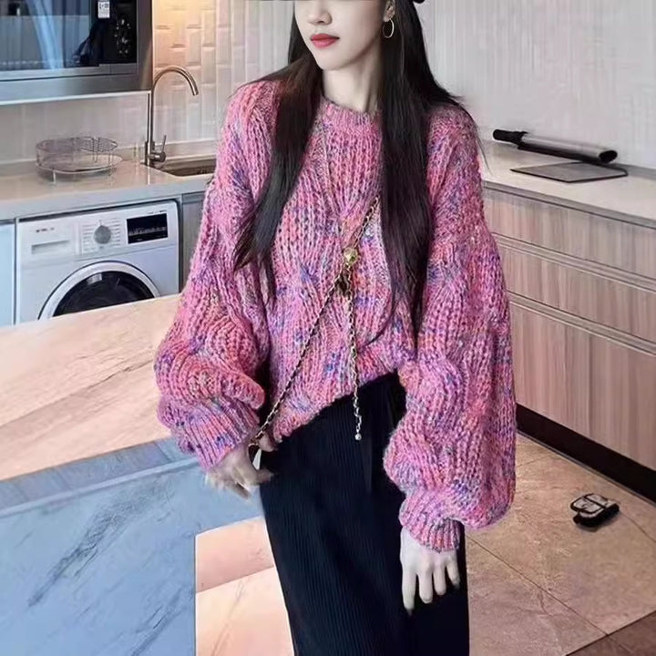 Damen Grobstrickpullover mit voluminösen Ärmeln und strukturiertem Design Drune