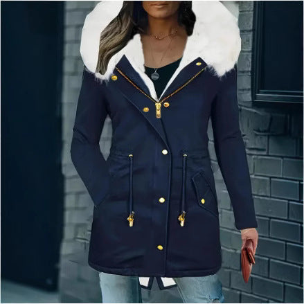 Damen gefütterte Winterjacke mit abnehmbarer Kapuze Drune