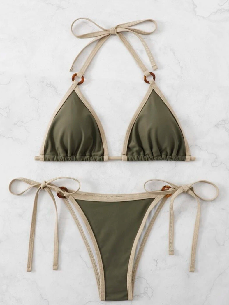 Damen Triangel-Bikini mit verstellbaren Trägern und Ringdetails Drune
