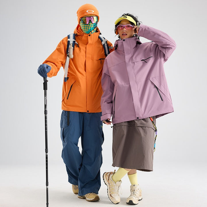 Herren Wasserdichte Outdoor-Softshelljacke mit Kapuze, hohem Stehkragen & Reißverschlusstaschen Drune