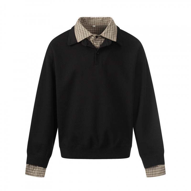 Herren Sweatshirt mit integriertem Hemdkragen und Layering‑Optik Drune