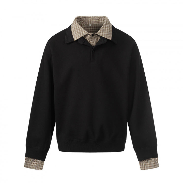 Herren Sweatshirt mit integriertem Hemdkragen und Layering‑Optik Drune