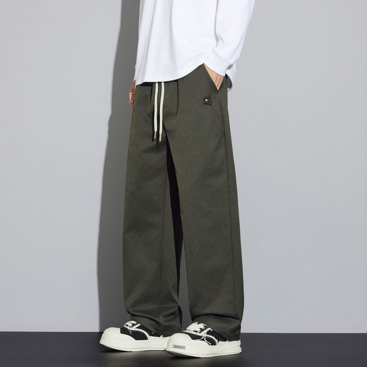 Herren Weite Relaxed‑Fit Stoffhose mit Tunnelzug & Bügelfalte Drune