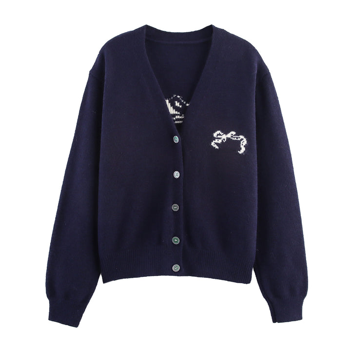 Damen kuschelige Strickjacke mit elegantem V-Ausschnitt und dekorativem Schnitt Drune