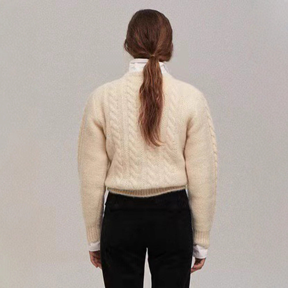 Damen kuscheliger Strickpullover mit Zopfmuster Drune