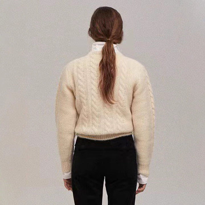 Damen kuscheliger Strickpullover mit Zopfmuster Drune