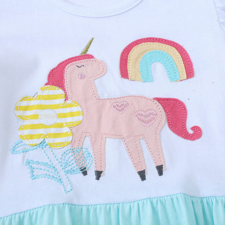Mädchen Baumwollkleid mit zauberhaftem Einhorn-Motiv Drune
