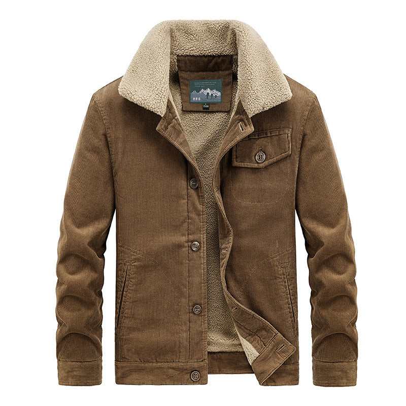 Herren Baumwoll-Cordjacke im Worker-Blouson mit wärmender Sherpa-Innenausstattung Drune