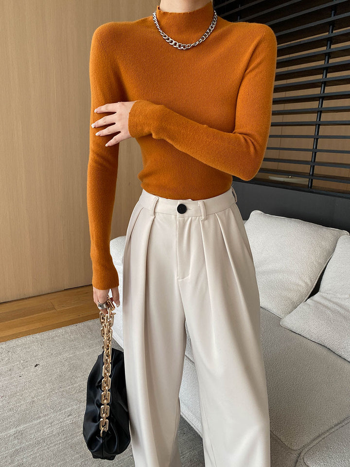 Damen Feinstrickpullover mit hohem Kragen und eleganter Passform Drune