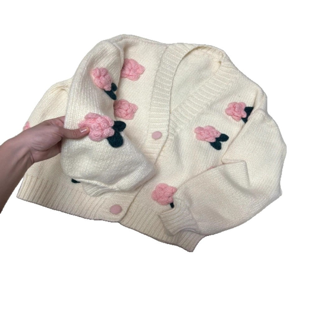 Damen Strickjacke mit Blumenmuster Drune