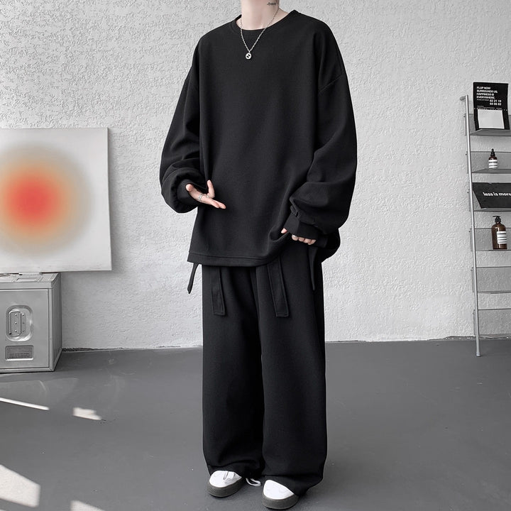 Unisex Lässiges Oversize Lounge-Set aus Waffelstrick mit Cargo-Bindungen Drune