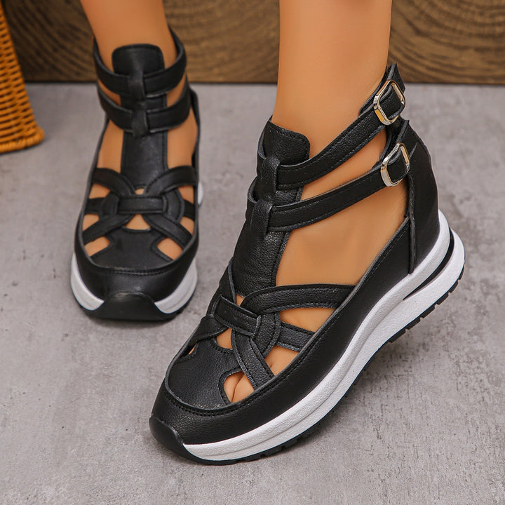 Damen Sportliche Plateau-Sandale mit geflochtenem Riemen und dämpfender Profilsohle Drune