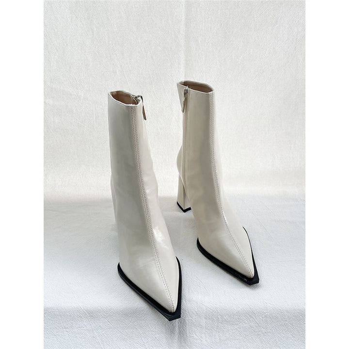 Damen Elegante spitz zulaufende Ankle‑Boots mit geometrischem Blockabsatz und schlankem Schaftschnitt Drune