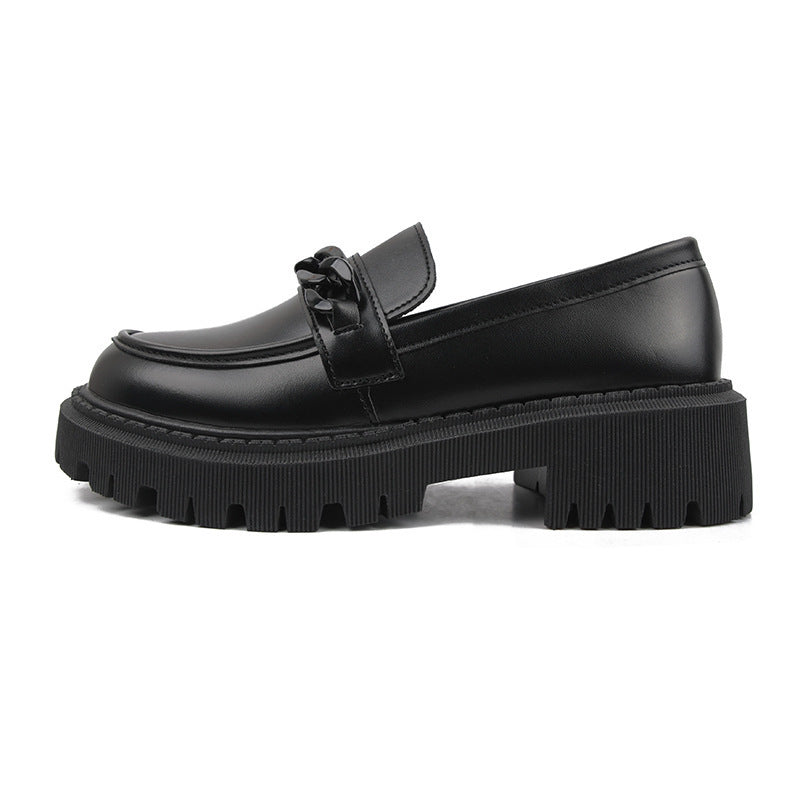 Damen Modische Slip-On-Loafer mit dicker Profilsohle und Kettenapplikation Drune