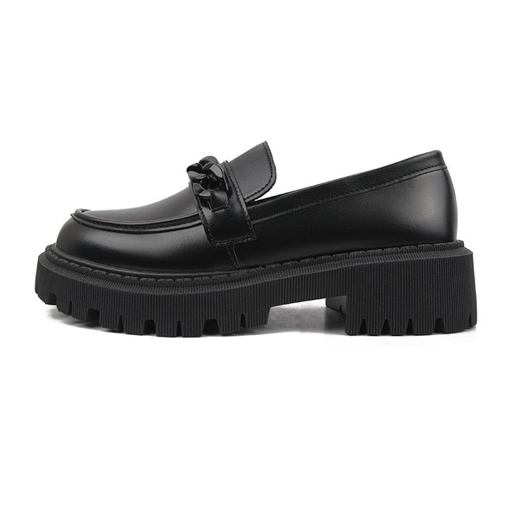 Damen Modische Slip-On-Loafer mit dicker Profilsohle und Kettenapplikation Drune