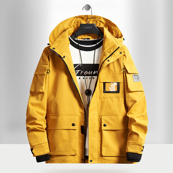 Herren Urbaner Tech-Parka mit Kapuze, Multifunktionstaschen und Thermoisolierung Drune