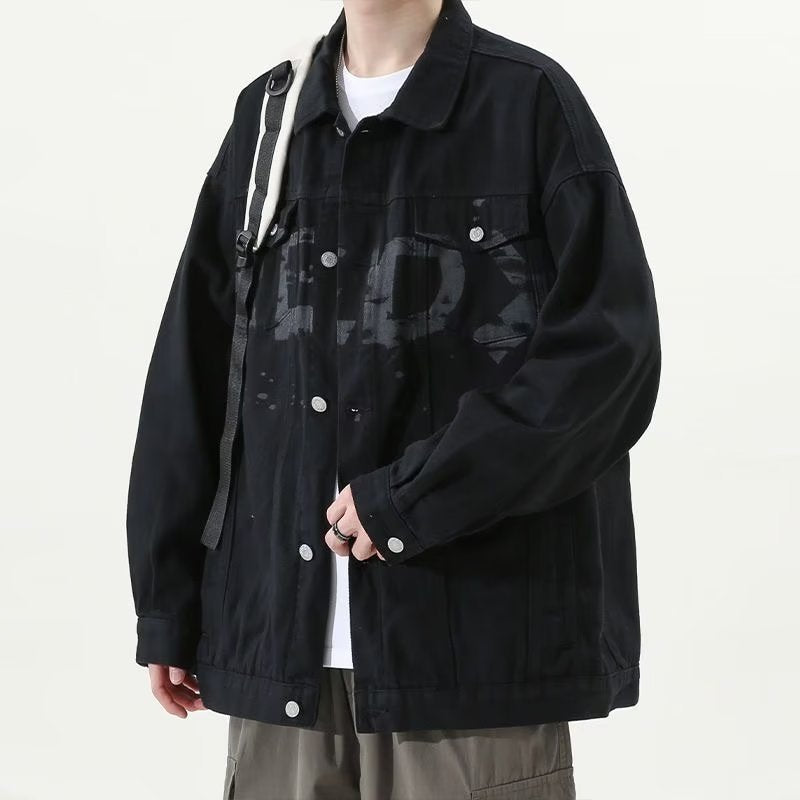 Herren Modische Denimjacke mit Brusttaschen Drune