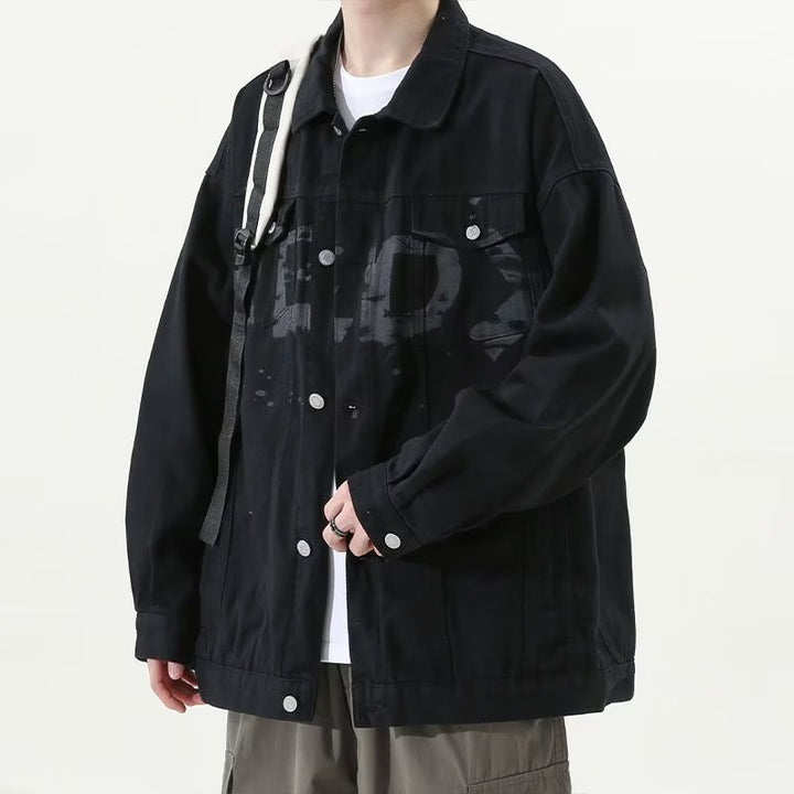 Herren Modische Denimjacke mit Brusttaschen Drune