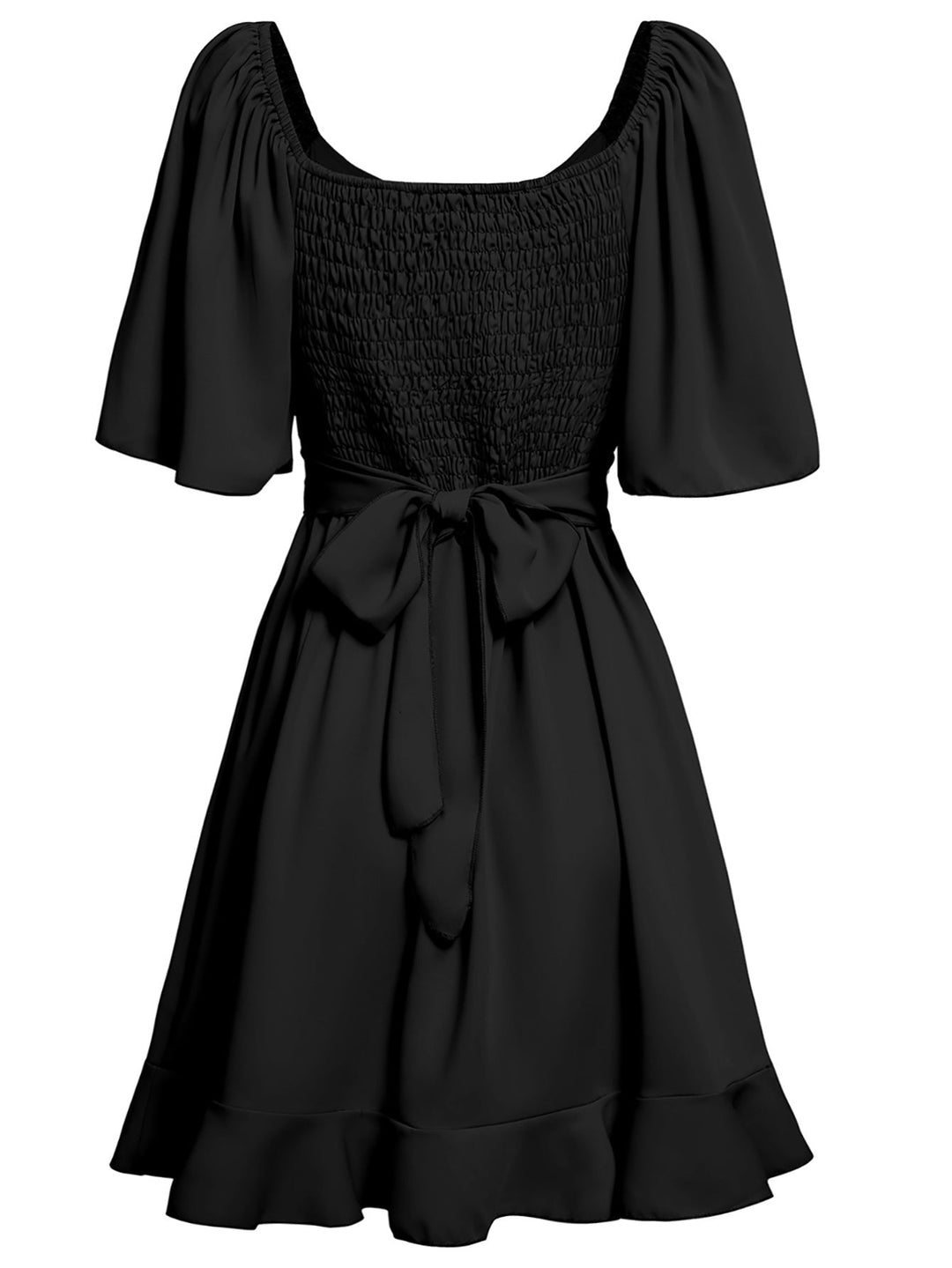 Drune | Lässiges Kreuz V-Ausschnitt Kurzarm Wickel Einfarbig Mini Kleid