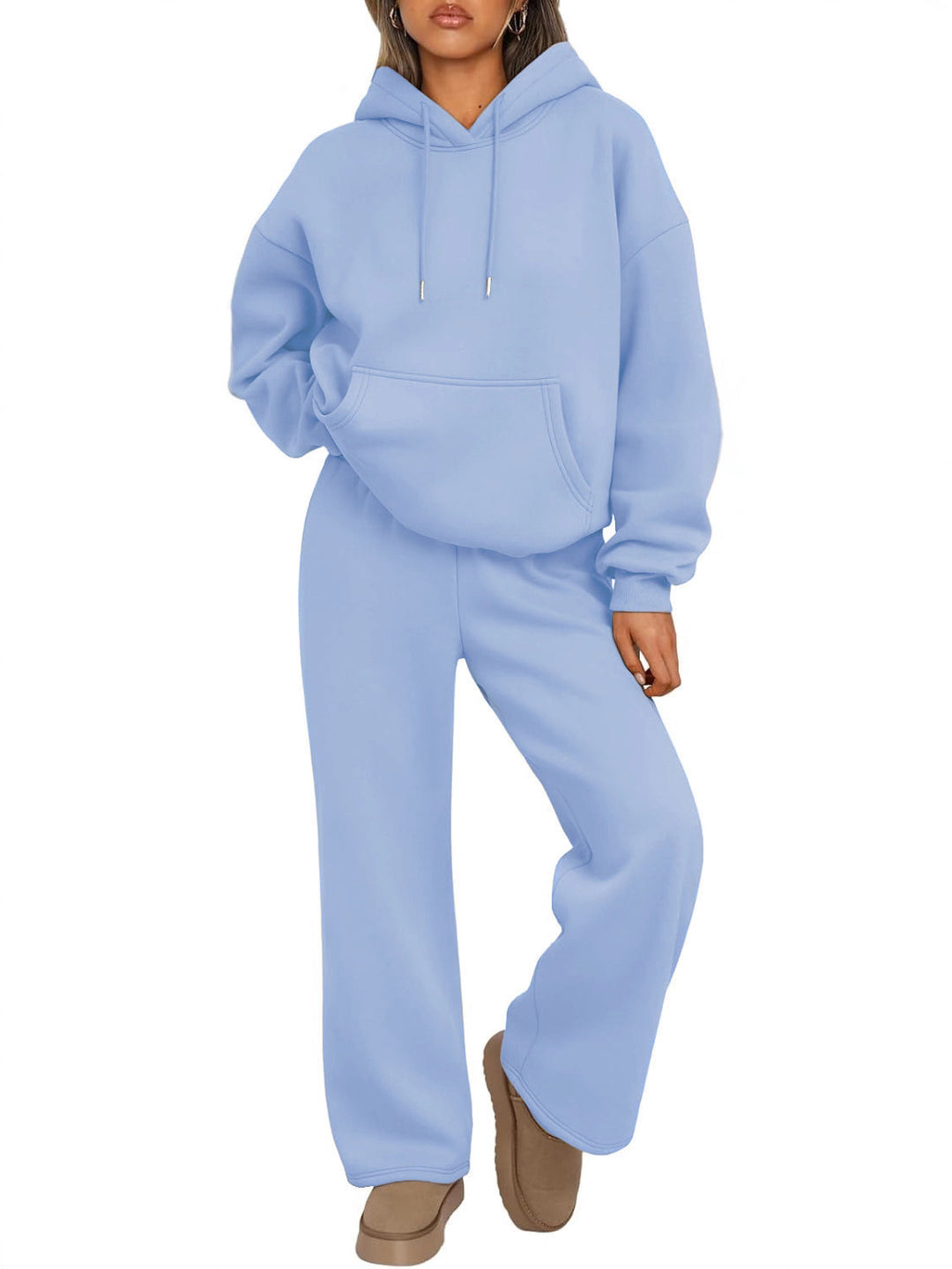 Unisex minimalistischer Kapuzenpullover aus French-Terry mit flachem Kordelzug und verstärkter Nackenpasse Drune