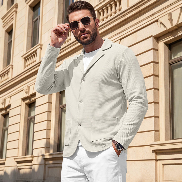 Herren Strickblazer-Cardigan mit Strukturstrick und aufgesetzten Taschen Drune