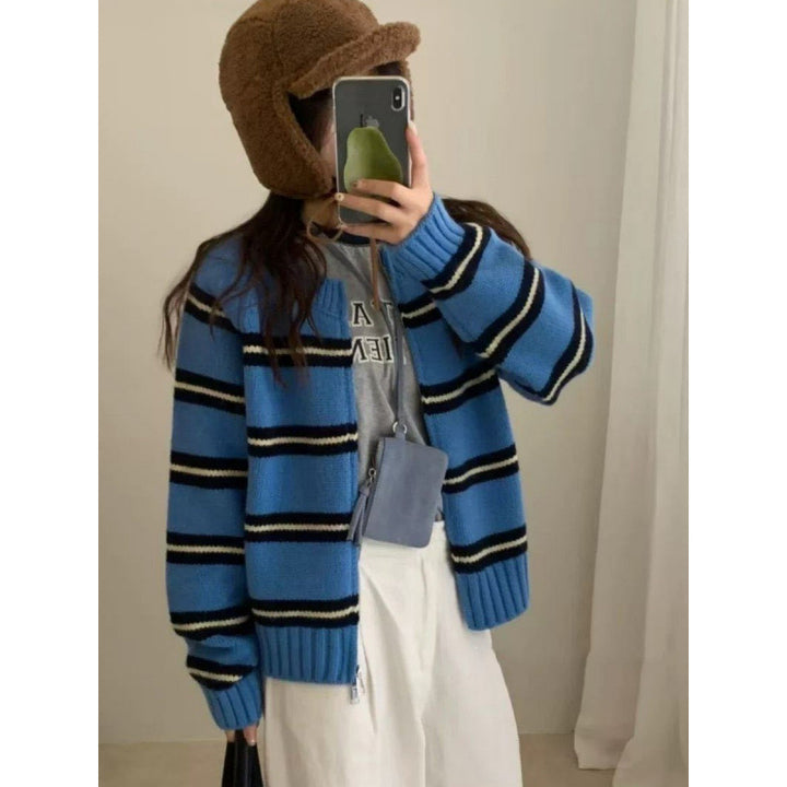 Damen Strickcardigan mit modernen Streifen Drune