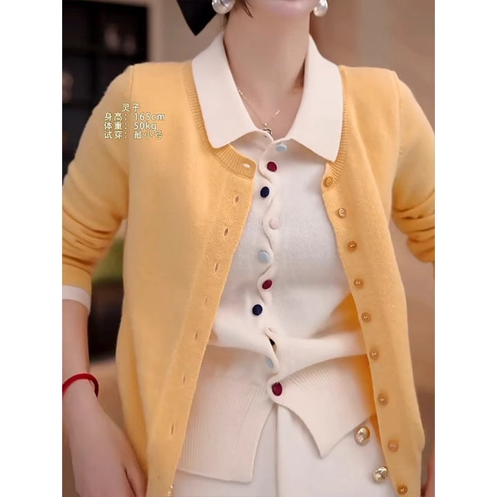 Damen Elegante Strickjacke mit Knopfdetails Drune