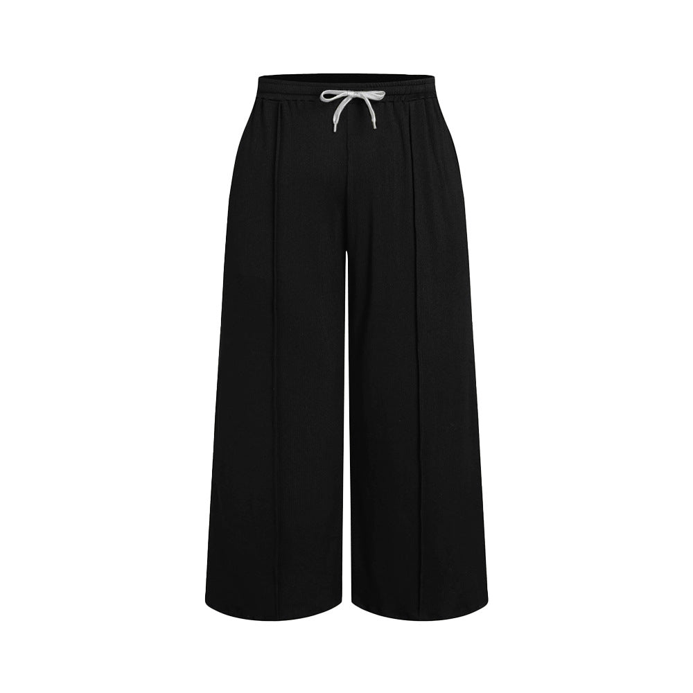 Damen weite Freizeithose mit elastischem Bund und praktischem Kordelzug Drune