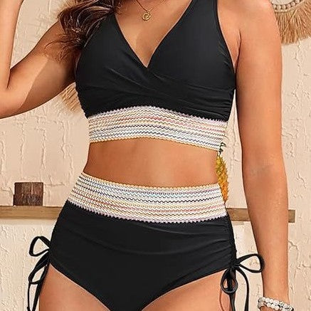 Damen Bikini-Set mit Wickeloberteil und verstellbarem Bund Drune