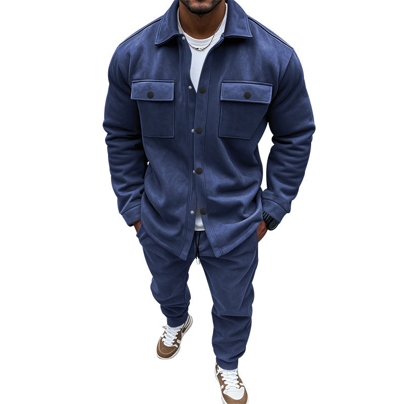 Herren nan utilitaristisches Sweat-Trainingsset mit Overshirt, Brustklappen und konisch geschnittener Joggerhose Drune