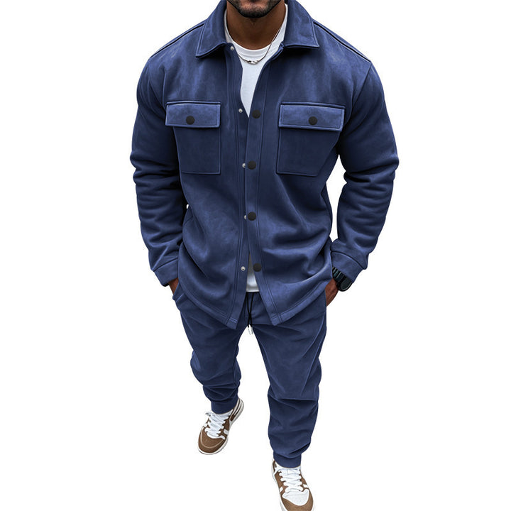 Herren nan utilitaristisches Sweat-Trainingsset mit Overshirt, Brustklappen und konisch geschnittener Joggerhose Drune