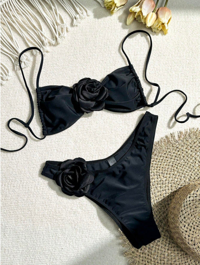 Damen Bikini-Set mit eleganter Blumenapplikation Drune