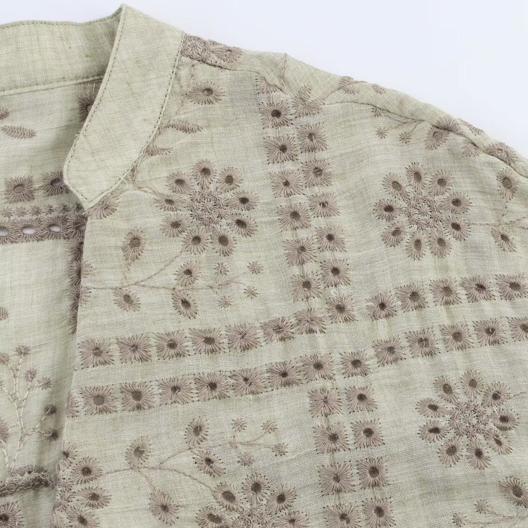 Damen Bestickte leichte kastige Übergangsjacke mit V-Ausschnitt Drune