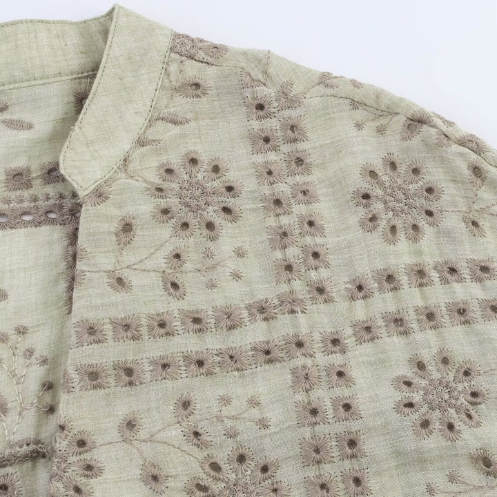 Damen Bestickte leichte kastige Übergangsjacke mit V-Ausschnitt Drune