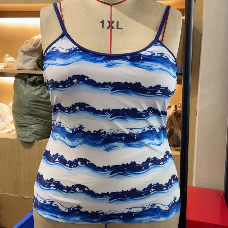 Damen Tankini mit dekorativem Wellenmuster Drune