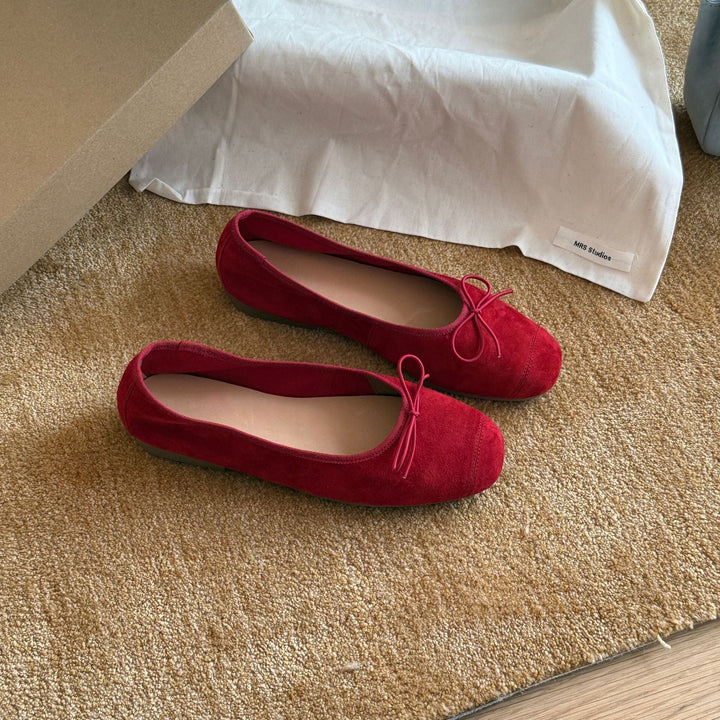 Damen Ballerinas aus weichem Wildleder mit modischem Schleifendetail Drune
