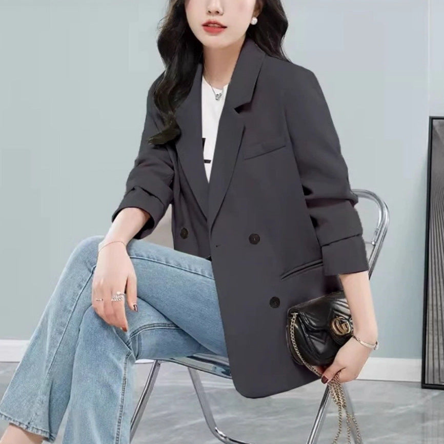 Damen modischer Oversized-Blazer mit doppelter Knopfleiste und stylischen Details Drune