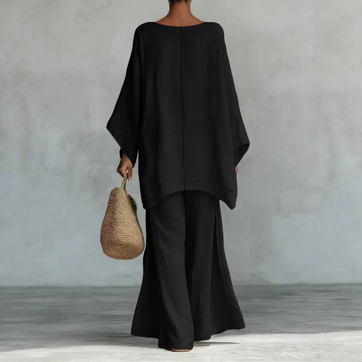 Damen Lässiges Oversize-Kaftanoberteil mit weiten Palazzohosen Drune