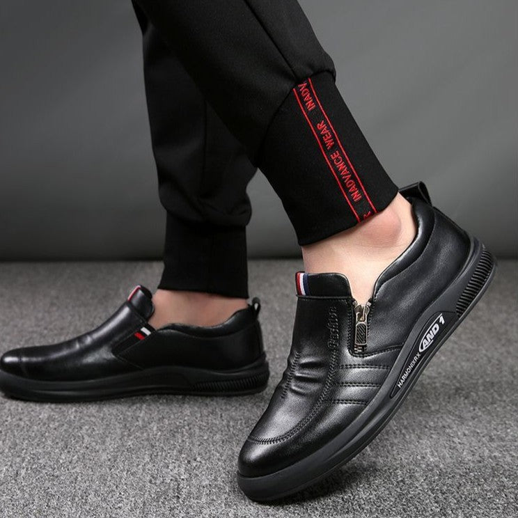 Herren Komfortable Slip-On Leder-Sneaker mit dezentem Reißverschluss und flexiblem Sohlenprofil Drune