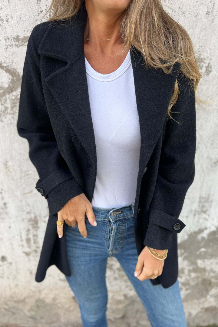 Drune | Lockerer Revers Falsche Taschen Strickjacke Mantel