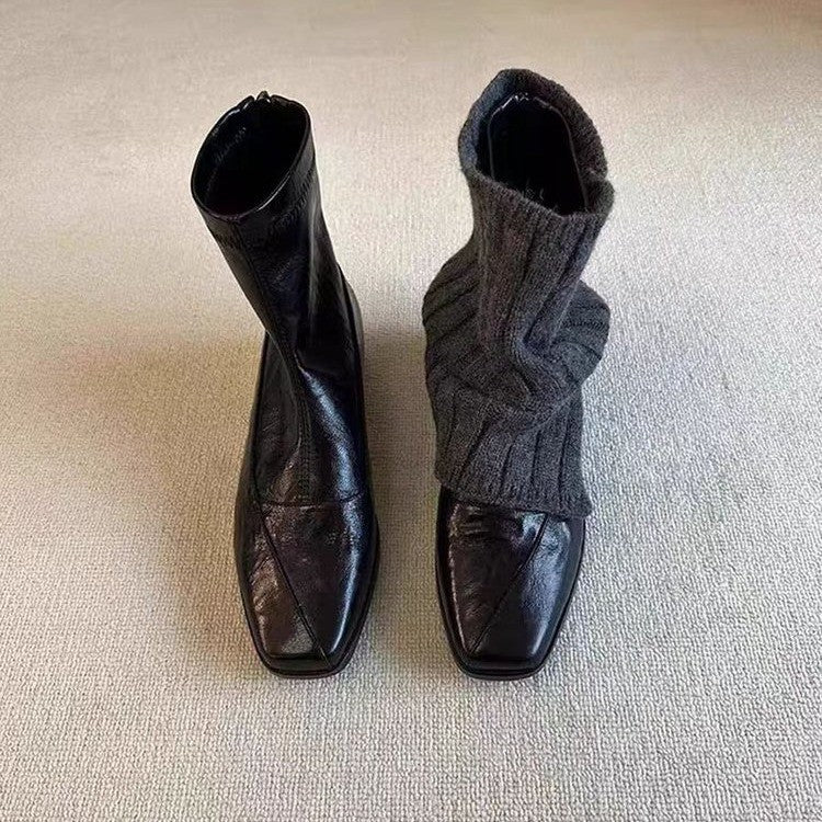 Damen Modische und bequeme Stiefeletten mit gestricktem Obermaterial Drune