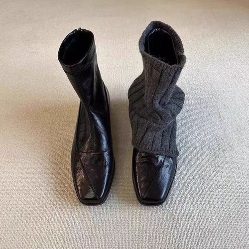 Damen Modische und bequeme Stiefeletten mit gestricktem Obermaterial Drune