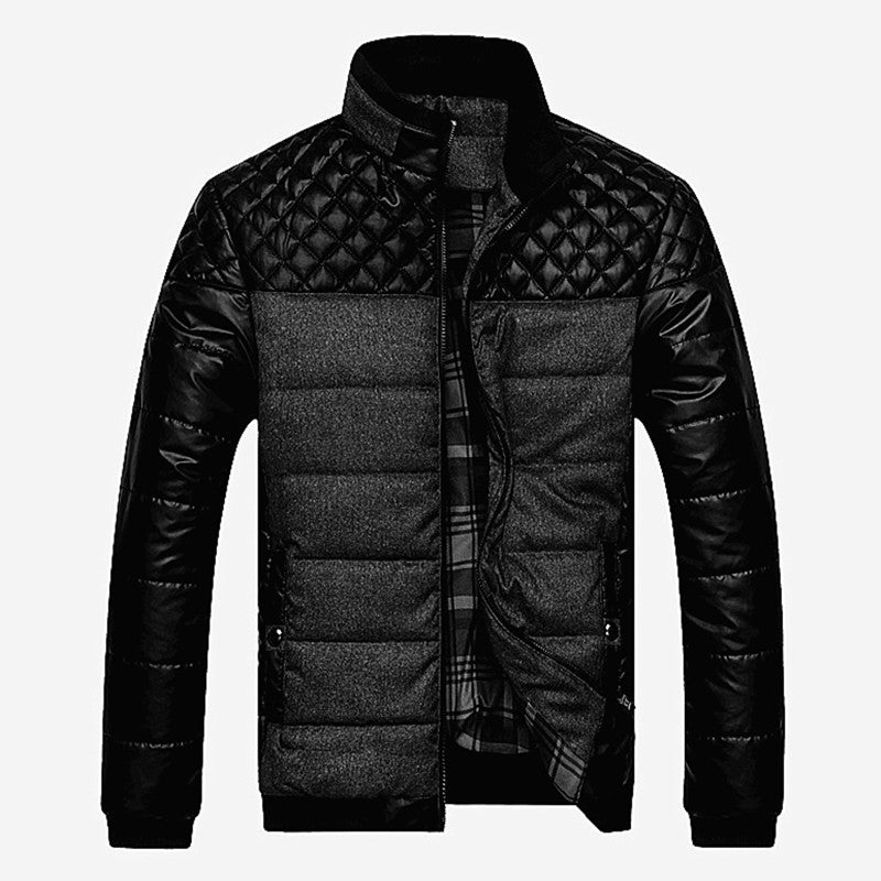 Herren Steppjacke im Materialmix mit wattierter Füllung und Stehkragen Drune
