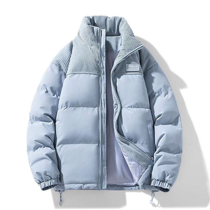 Herren Wattierte Steppjacke mit Cordbesatz, hohem Stehkragen und Thermofutter Drune