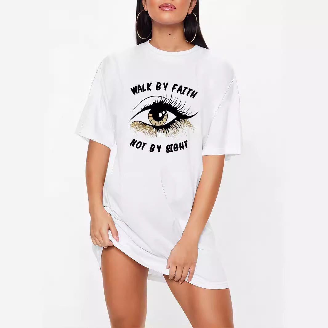Damen Oversized T-Shirt mit inspirierendem Schriftzug und auffälligem Grafikdesign Drune
