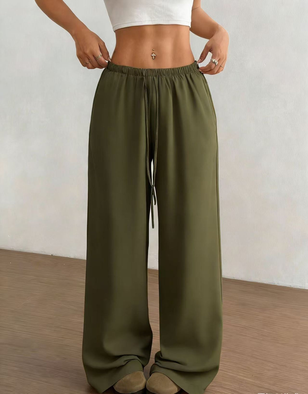 Damen weite, glänzende Palazzo-Hose Drune