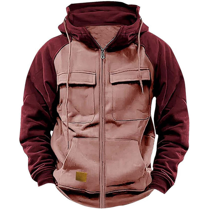 Herren Kapuzenjacke mit Cargo-Taschen und durchgehendem Reißverschluss Drune