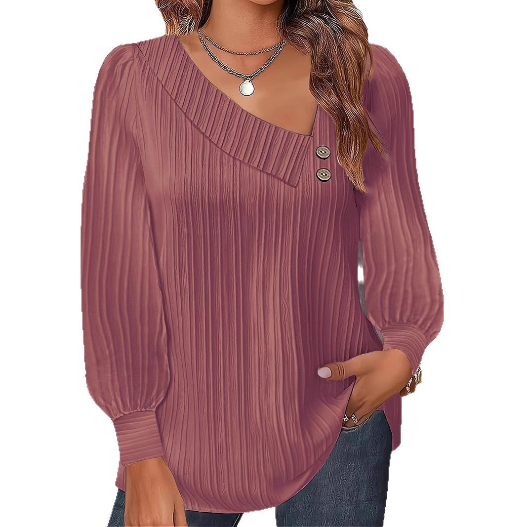 Damen Elegantes und lässiges Oberteil mit asymmetrischem Ausschnitt und Knopfdetails Drune