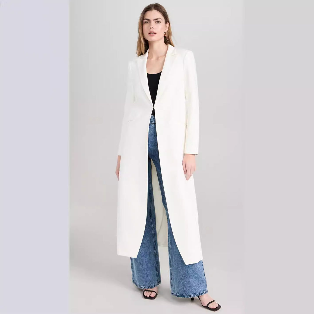 Damen Longline-Mantelblazer mit offenem Frontschlitz und schmaler Silhouette Drune